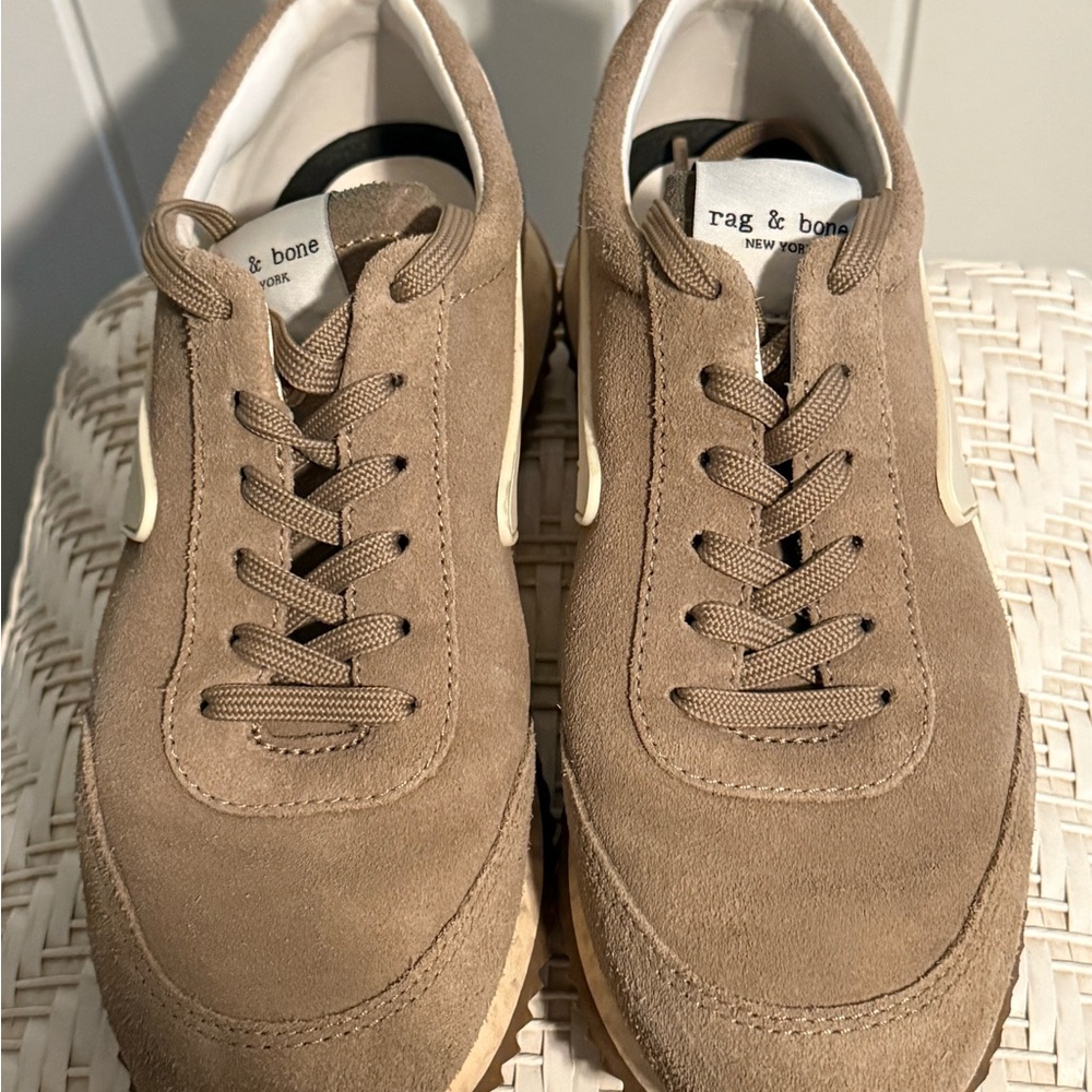 Rag & Bone Tan Sneakers Suede Minimalist Design